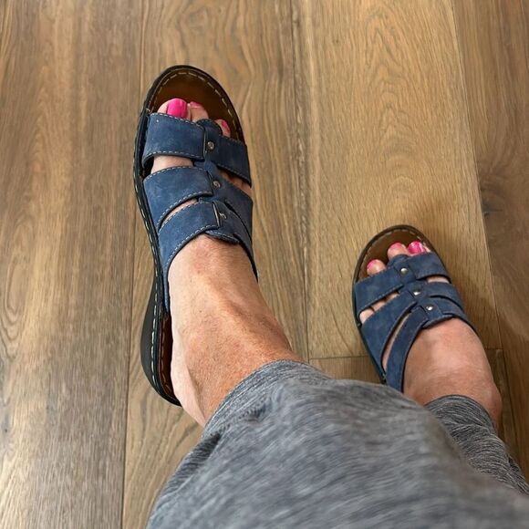 Denim Blue Slip On Sandals - Picture 8 of 9